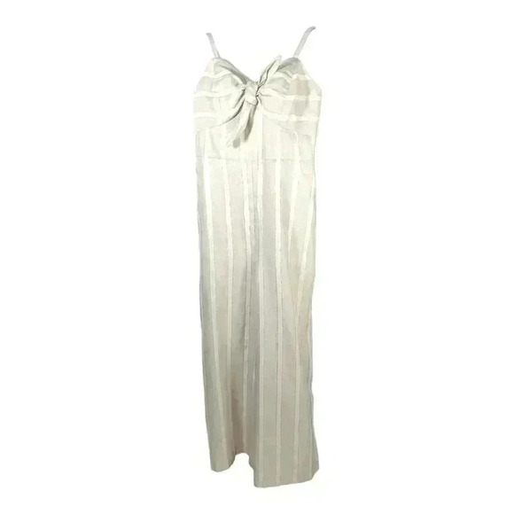 Ted Baker Daceyy Jumpsuit Beige Women's 0/US 2 Linen Striped Crop Wide Leg Bow - Picture 3 of 5